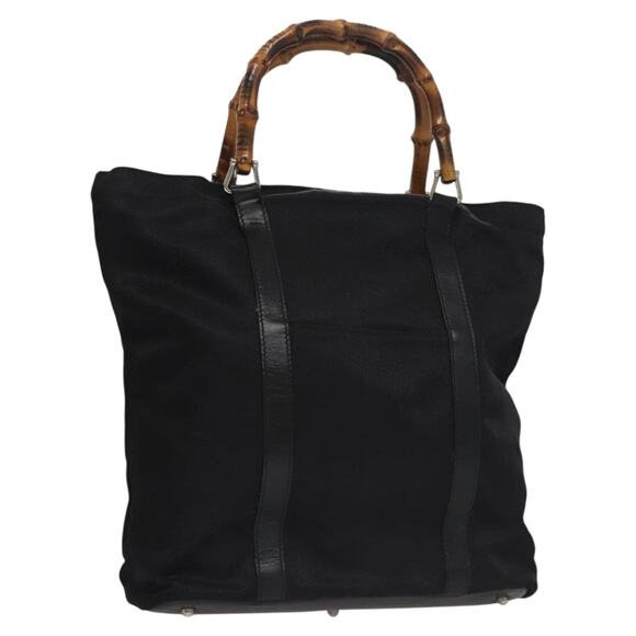 GUCCI Bamboo Hand Bag Nylon Black - Picture 1 of 16